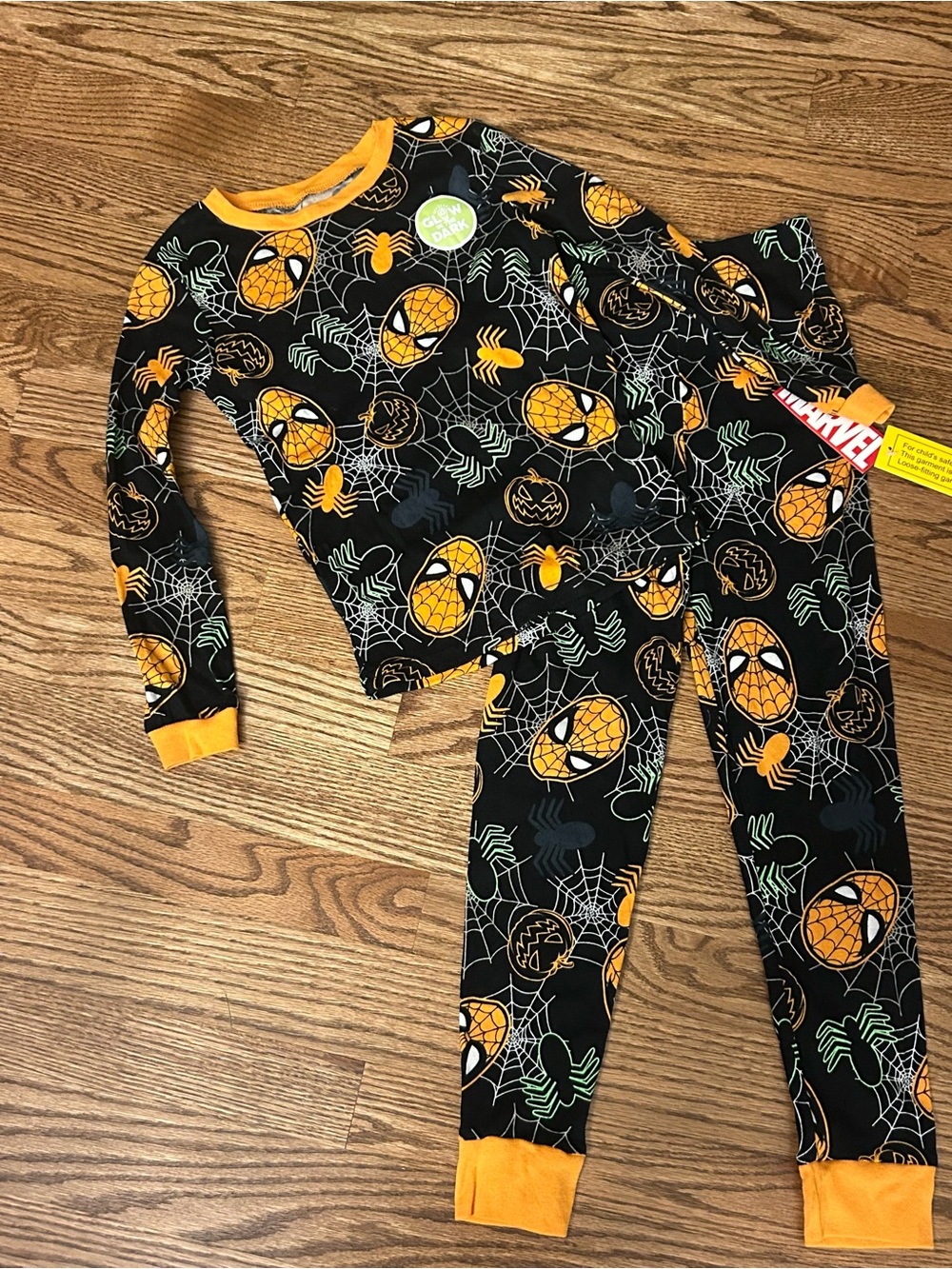 NWT- Marvel Black and Orange Spider-Man Halloween Pajama Set